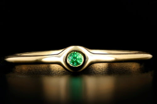 New 14K Yellow Gold Bezel Set Emerald Ring - Queen May