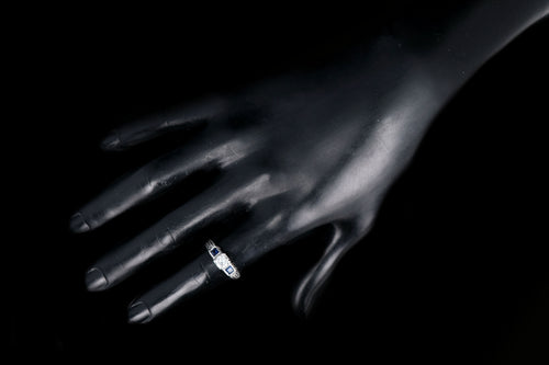 Art Deco Inspired 18K White Gold .50 Carat Diamond and Sapphire Ring - Queen May