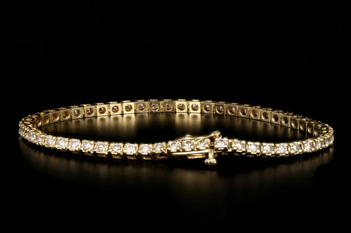 Modern 14K Yellow Gold 2 Carat Round Brilliant Cut Diamond Tennis Bracelet - Queen May