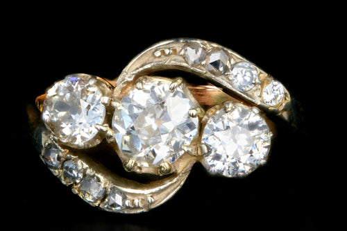 Edwardian 18K White & Yellow Gold  1.86 Carat Old Mine, Old European and Rose Cut Diamond Ring - Queen May