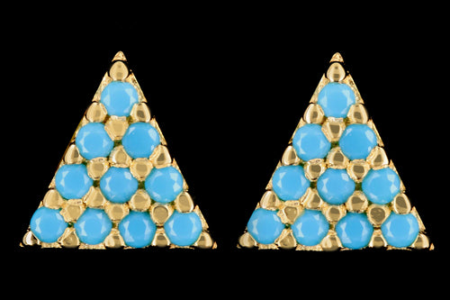 New 14K Yellow Gold Turquoise Pyramid Earrings - Queen May