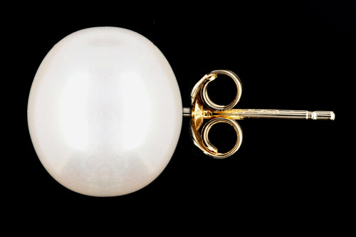 14K Yellow Gold 10-11 MM Freshwater Cultured Pearl Earrings - Queen May