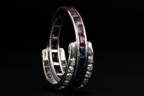 Art Deco Platinum Flip Ring with Sapphires, Rubies, and Diamonds - Queen May