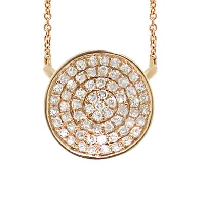 New 14K Gold .17 Carat Total Weight Diamond Pave Circle Necklace - Queen May