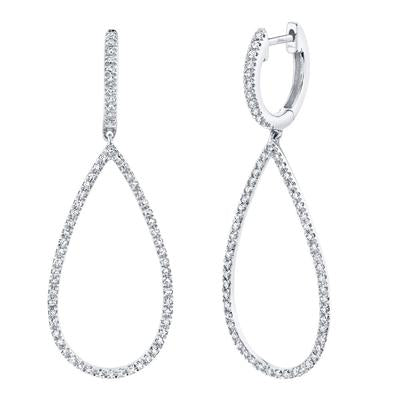 14K White Gold .40 Carat Total Weight Diamond Drop Earrings - Queen May