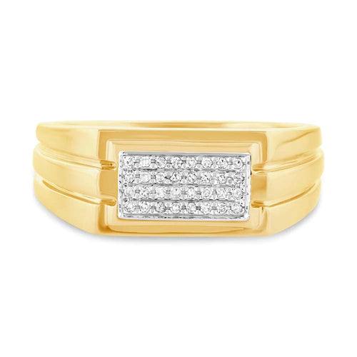 14K White or Yellow Gold 0.14 Carat Total Weight Diamond Pave Men's Ring - Queen May