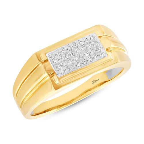 14K White or Yellow Gold 0.14 Carat Total Weight Diamond Pave Men's Ring - Queen May