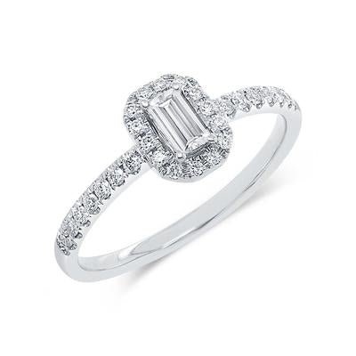 14K White Gold .38 Carat Total Weight Baguette Diamond Engagement Ring - Queen May