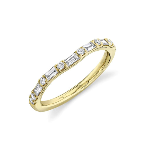 14K White or Yellow Gold 0.35 Carat Total Weight Diamond Baguette Wedding Band - Queen May