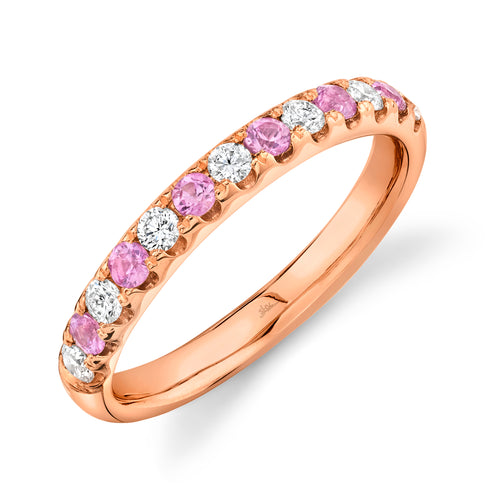14K Rose Gold .30 Carat Pink Sapphire & Diamond Band - Queen May