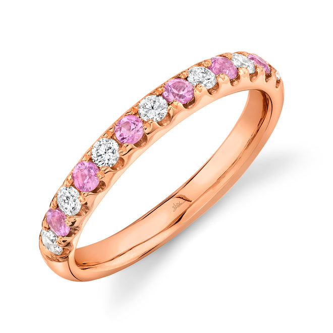 14K Rose Gold .30 Carat Pink Sapphire & Diamond Band - Queen May