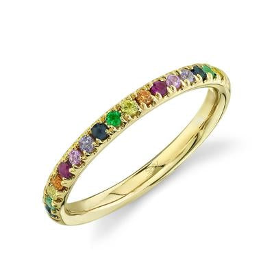 New 14K Yellow Gold .31 Carat Total Weight Rainbow Band - Queen May