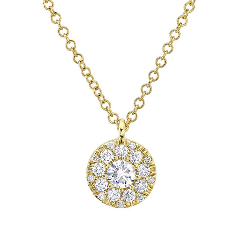 14K White or Yellow Gold 0.23 Carat Total Weight Diamond Cluster Pendant Necklace - Queen May