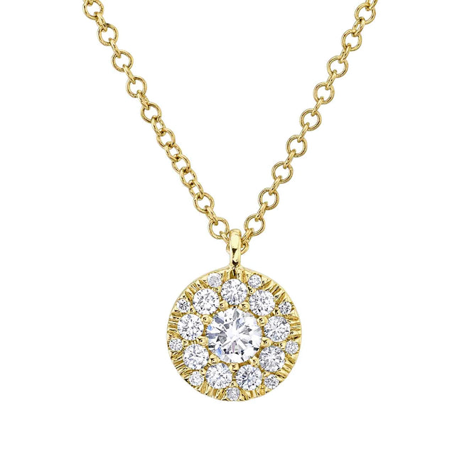 14K White or Yellow Gold 0.23 Carat Total Weight Diamond Cluster Pendant Necklace - Queen May