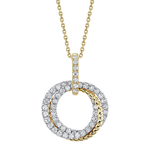 14K Gold Two Tone 1.0 Carat Total Weight Diamond Interlocking Circles Pendant Necklace - Queen May