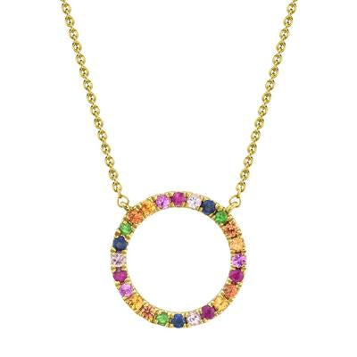 14K Yellow Gold Rainbow Circle Necklace - Queen May