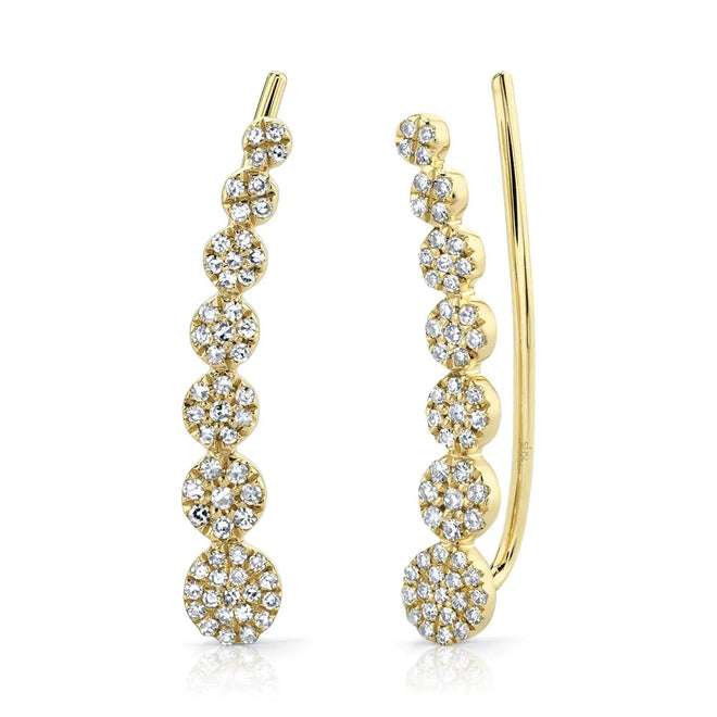14K Gold 0.25 Carat Diamond Ear Crawler Earrings - Queen May