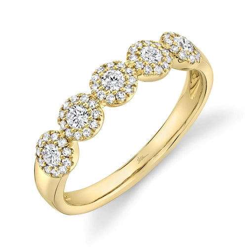 14K White or Yellow Gold 0.40 Carat Total Weight Round Diamond Halo Wedding Band - Queen May
