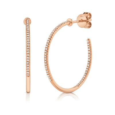 14K Rose Gold .19 Carat Total Weight Diamond Inside Out Hoop Earrings - Queen May