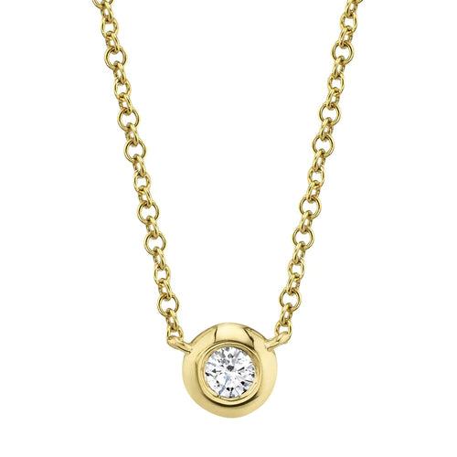 14K Gold .05 Carat Diamond Bezel Pendant Necklace - Queen May