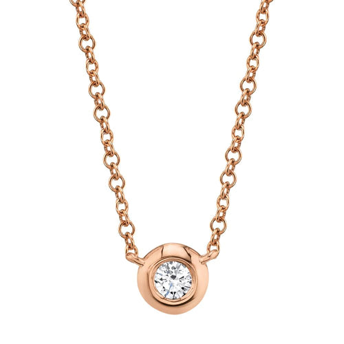 14K Gold .05 Carat Diamond Bezel Pendant Necklace - Queen May