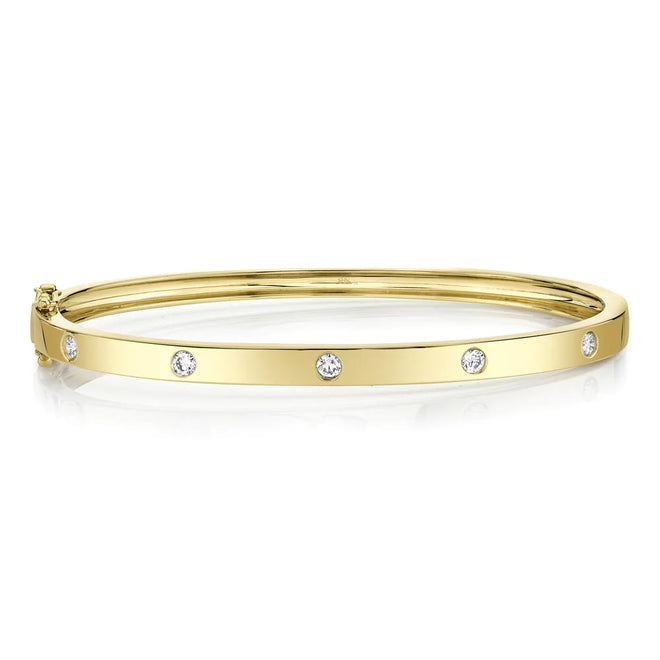 14K Yellow Gold 0.38 Carat Total Weight Diamond Bangle - Queen May