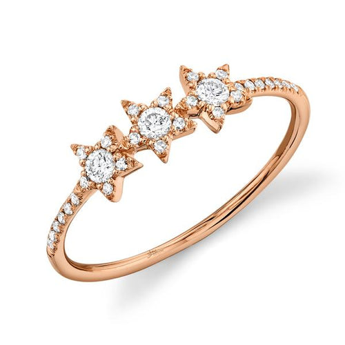 14K Rose Gold .20 Carat Total Weight Diamond Star Ring - Queen May