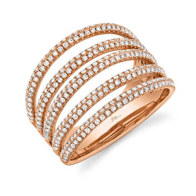 14K Rose Gold Wide Diamond Pave Ring - Queen May