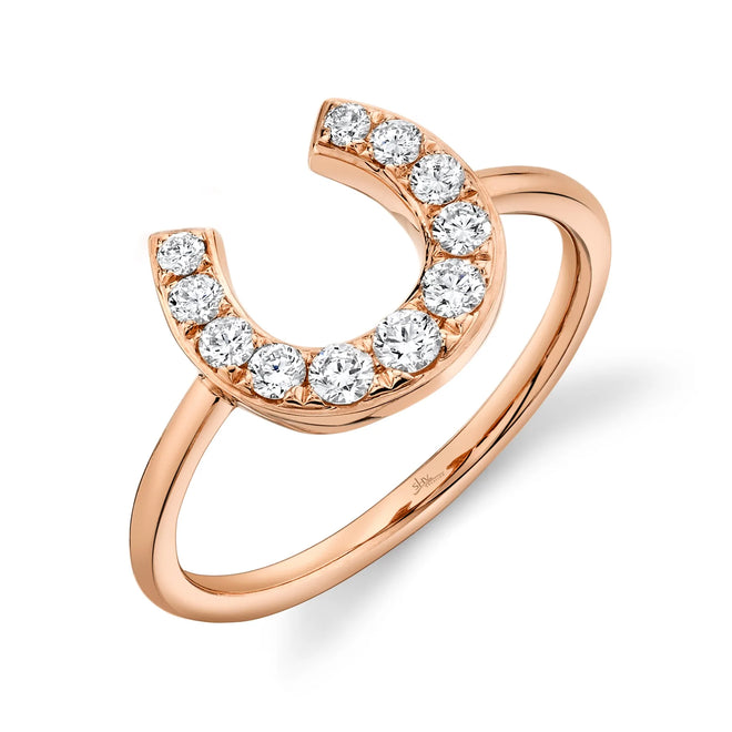 14K Rose Gold 0.36 Carat Total Weight Diamond Horseshoe Ring - Queen May