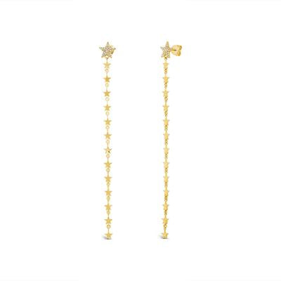 14K Yellow Gold Diamond Star Drop Earrings - Queen May
