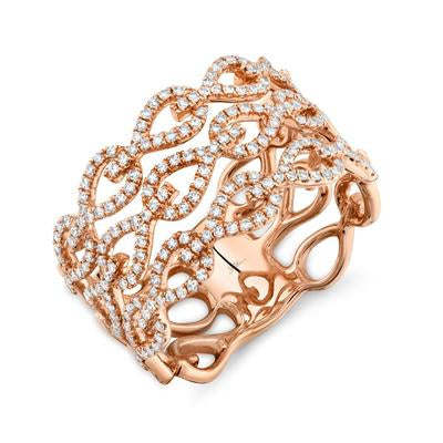 14K Rose Gold .48 Carat Total Weight Wide Diamond Band - Queen May