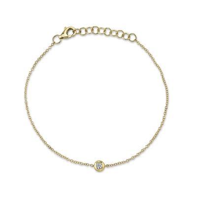 14K Yellow Gold .06 Carat Round Diamond Bezel Bracelet - Queen May