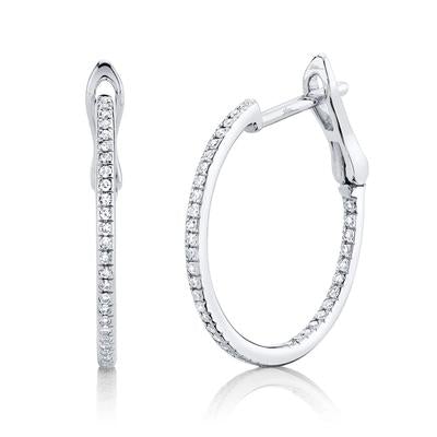 14K White, Yellow, or Rose Gold .21 Carat Total Weight Round Diamond Inside-Out Hoop Earrings - Queen May