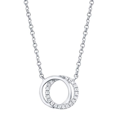 14K White, Yellow, or Rose Gold Diamond Love Knot Circle Necklace - Queen May