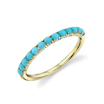 New 14K Yellow Gold Turquoise Band - Queen May