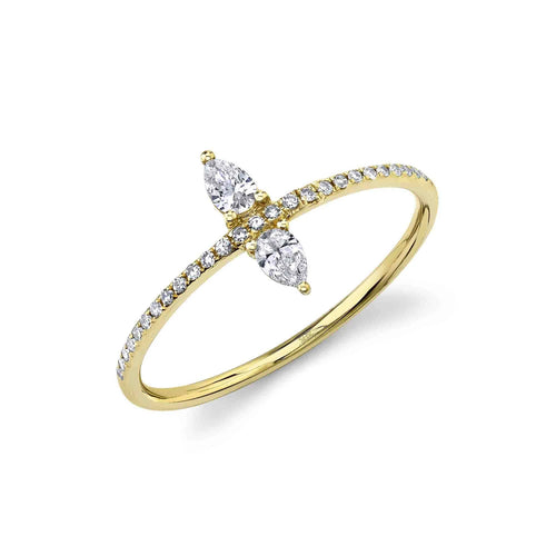 14K Gold Pear Diamond Mini Cluster Ring - Queen May
