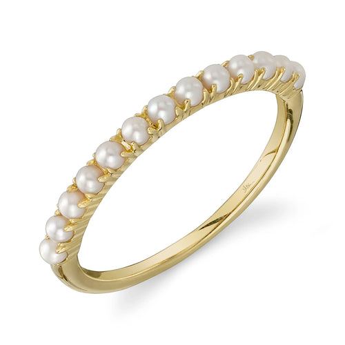 14K Yellow Gold Cultured Pearl Band - Queen May