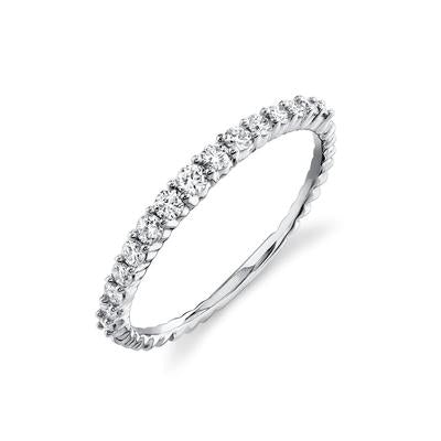 14K White Gold .32 Carat Total Weight Round Diamond Graduated Wedding Band - Queen May
