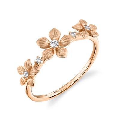 14K White, Yellow, or Rose Gold Diamond Flower Band - Queen May