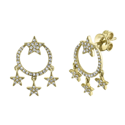 14K Yellow Gold 0.26 Carat Total Weight Diamond Pave Star Earrings - Queen May