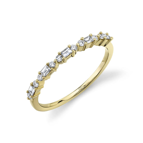 14K White or Yellow Gold 0.25 Carat Total Weight Diamond Baguette Thin Wedding Band - Queen May