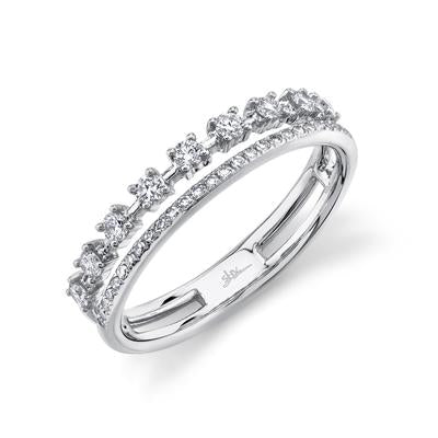 14K White Gold .32 Carat Total Weight Round Diamond Stackable Wedding Band - Queen May