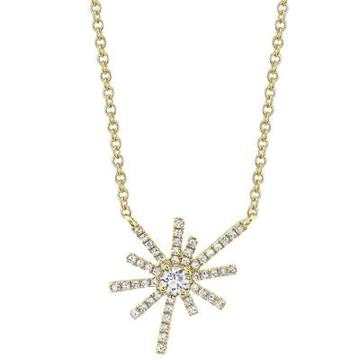 14K White Gold Diamond Starburst Necklace - Queen May