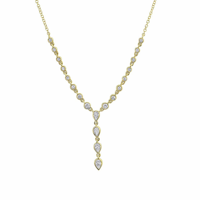 14K Yellow Gold 0.53 Carat Diamond Pear Lariat Necklace - Queen May