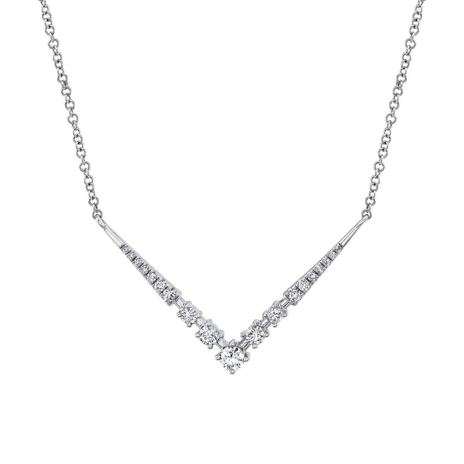 14K White or Yellow Gold 0.29 Carat Total Weight Diamond Chevron Necklace - Queen May