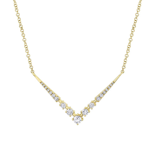 14K White or Yellow Gold 0.29 Carat Total Weight Diamond Chevron Necklace - Queen May