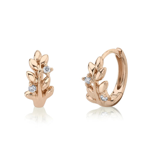 14K Gold Diamond Tree Branch Huggie Earrings - Queen May