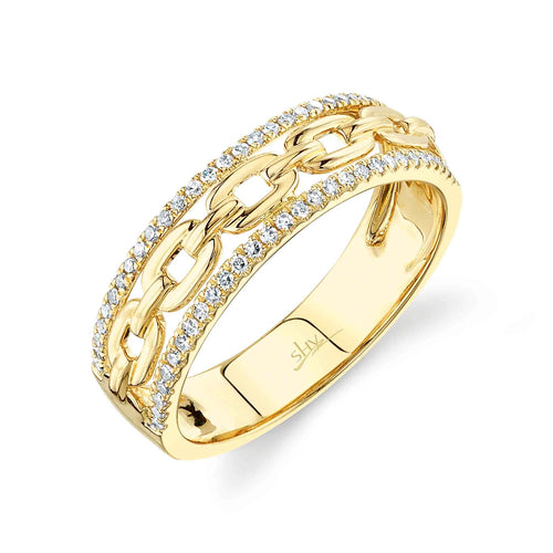 14K Yellow Gold 0.19 Carat Total Weight Diamond Chain Link Band - Queen May