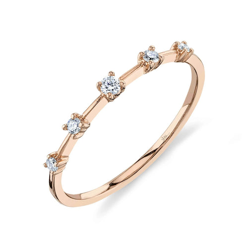 14K White, Yellow or Rose Gold 0.10 Carat Total Weight Diamond Station Wedding Band - Queen May