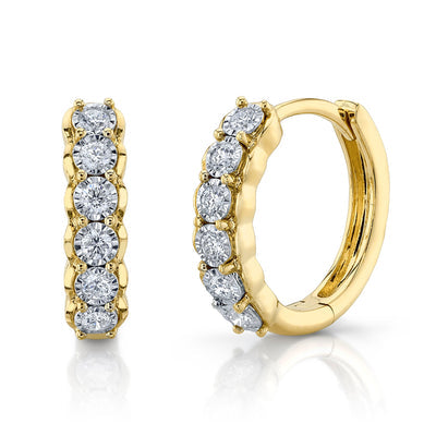14K White or Yellow 0.23 Carat Total Weight Round Diamond Huggie Earrings - Queen May
